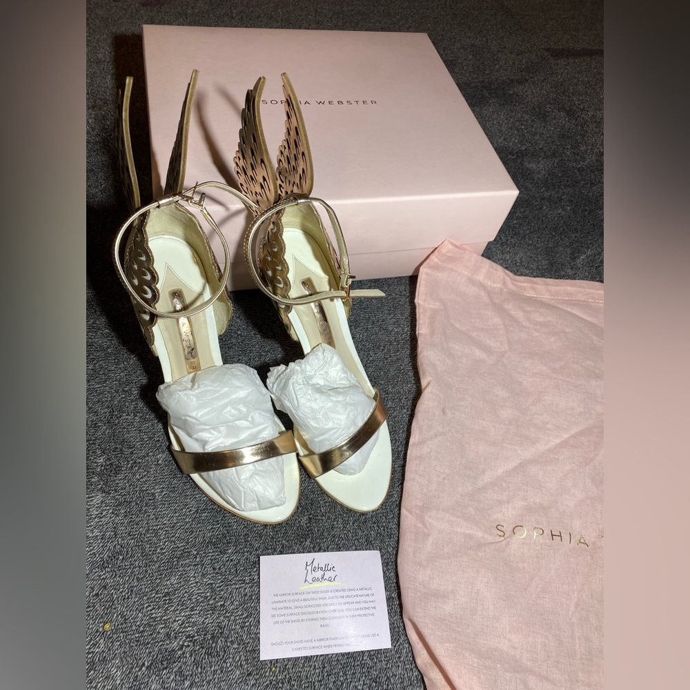 Sophia Webster Evangeline Rose Gold‎ White Heels With Box & Dust Bag 37